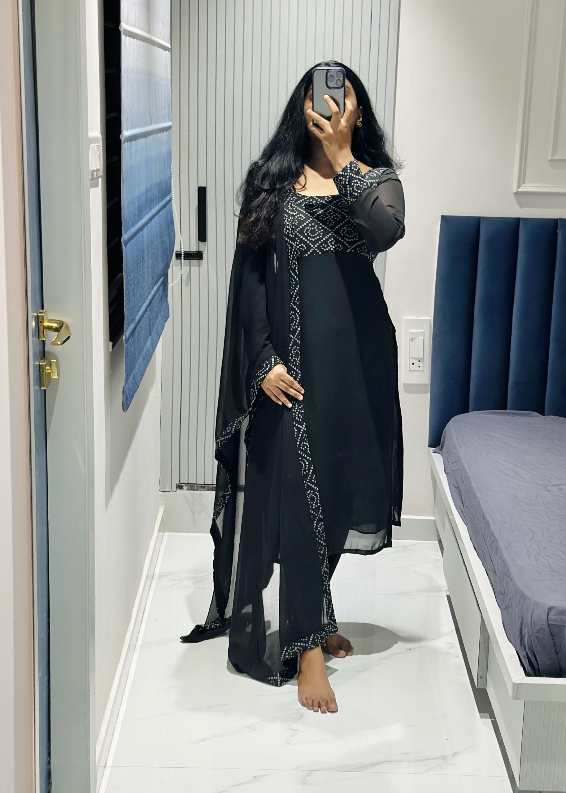 Black yoke design kurti set - Image 2
