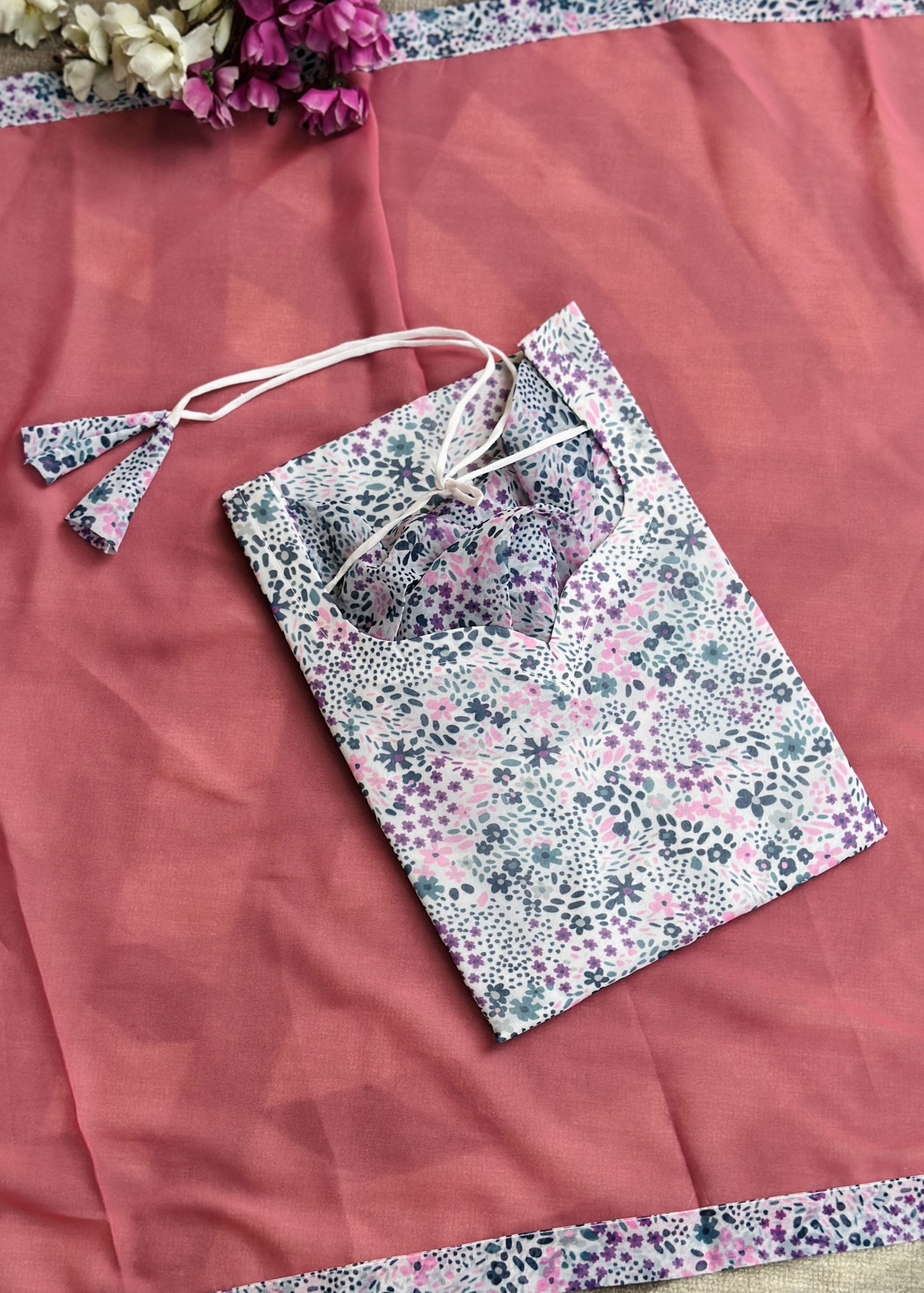 White floral chiffon set