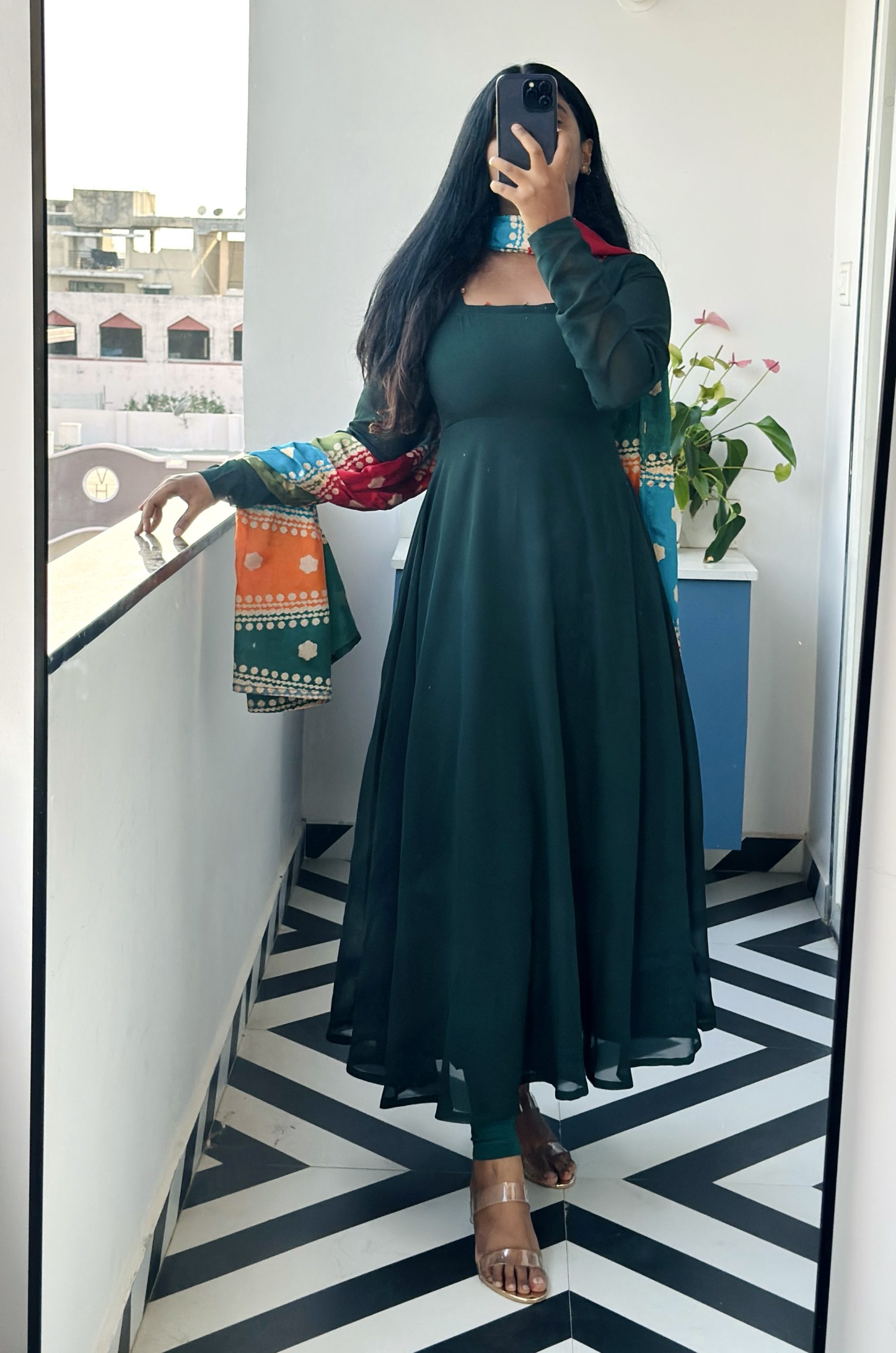 Dark green Anarkali set - Image 3