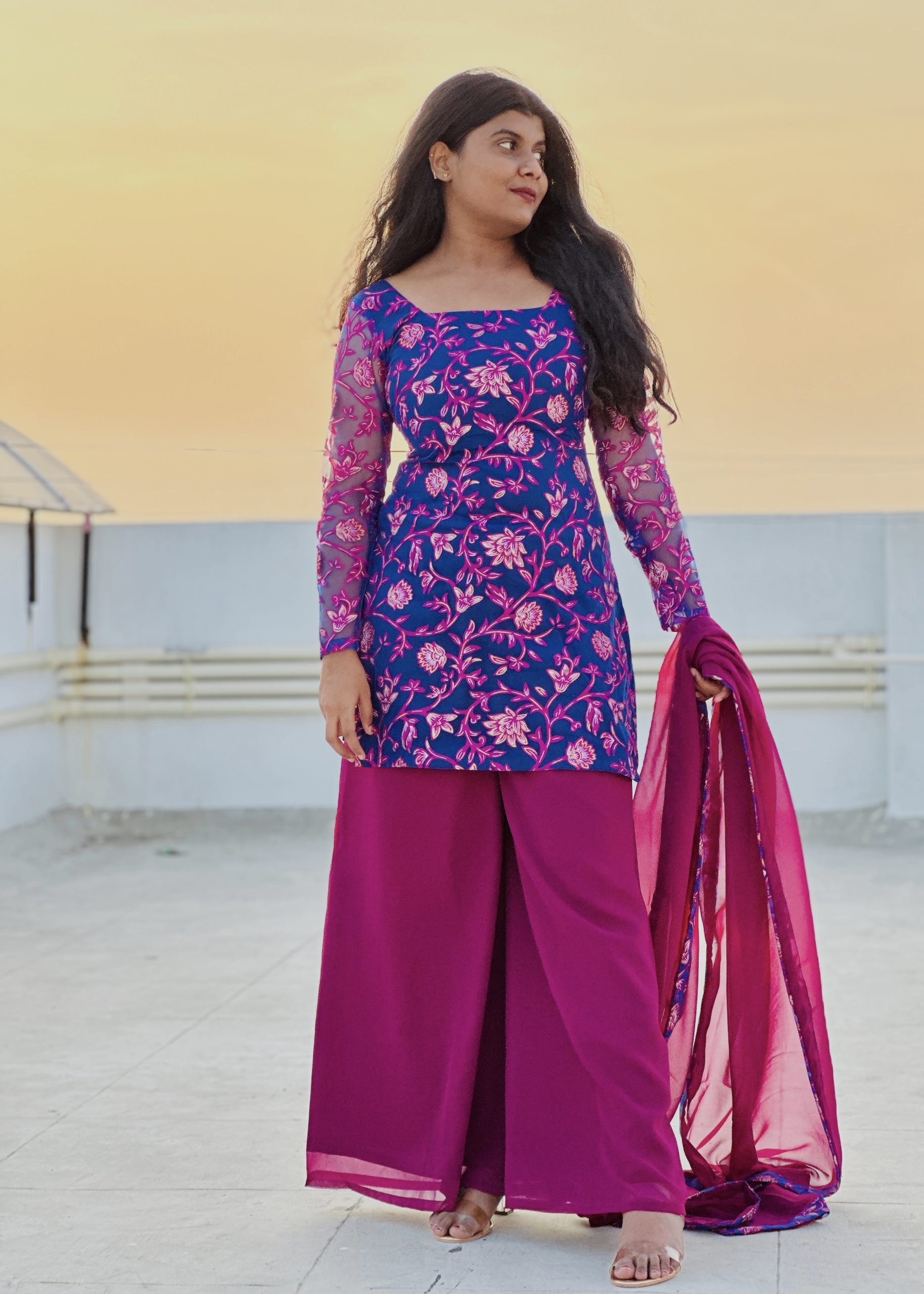 Neela purple kurta palazzo set