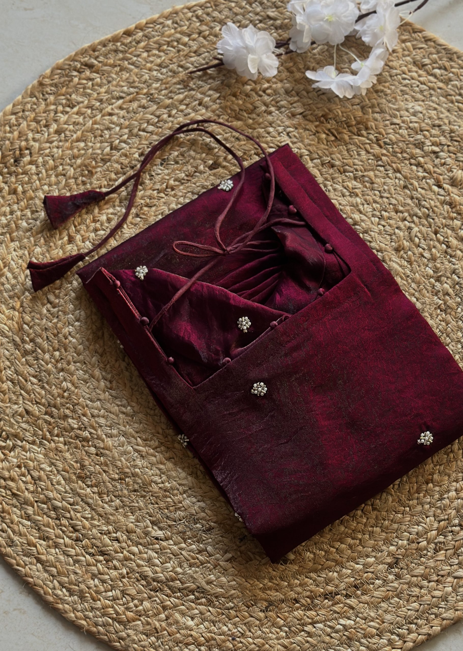 Wine butta embroidered kurti