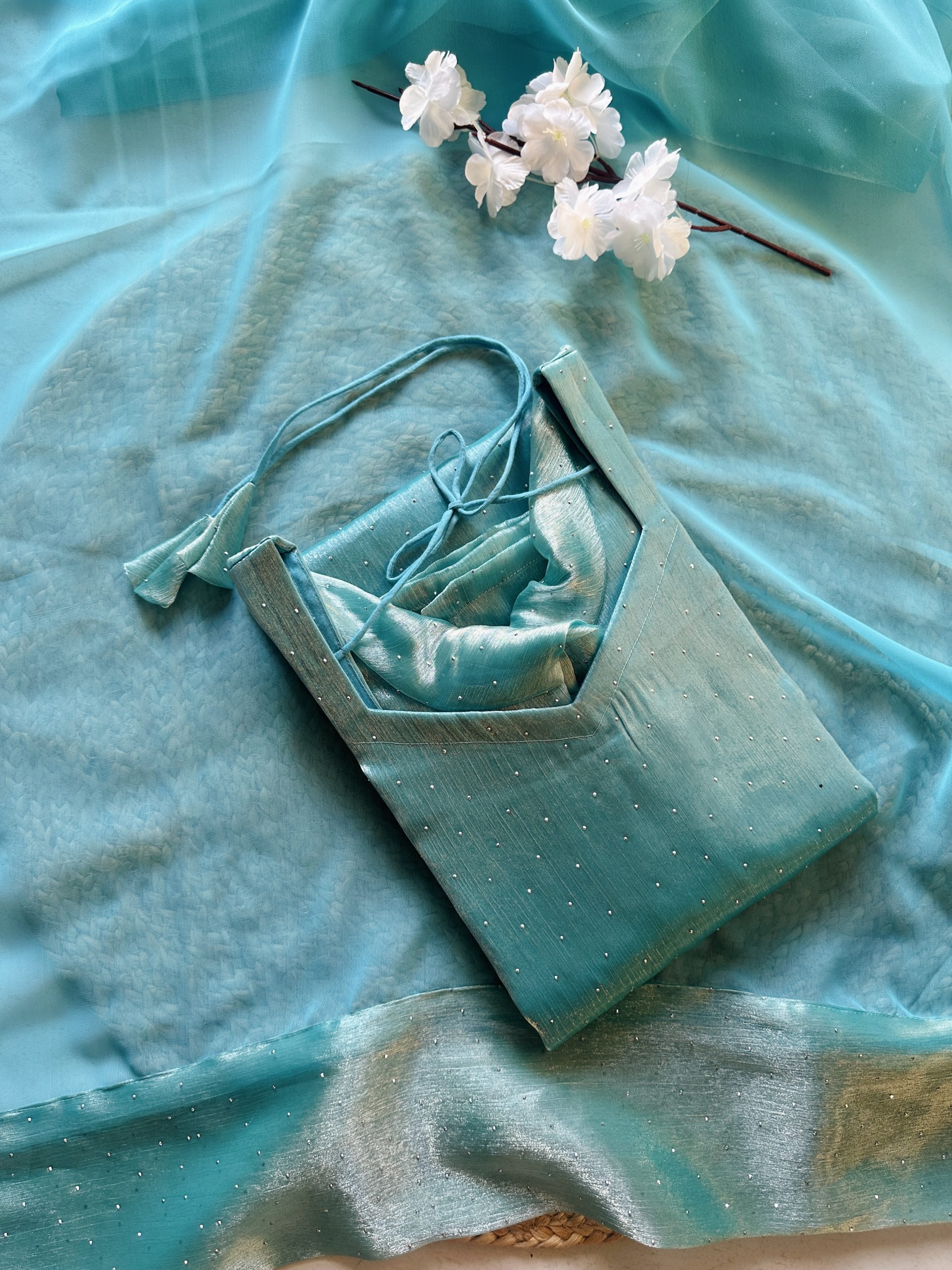 Light blue viscose tissue kurti