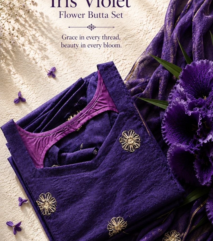 Iris violet flower butta set