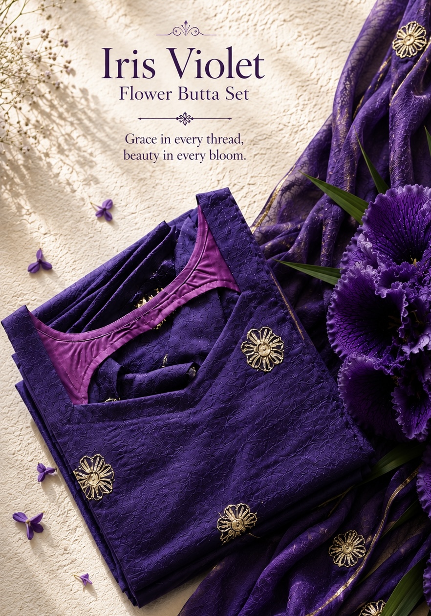 Iris violet flower butta set