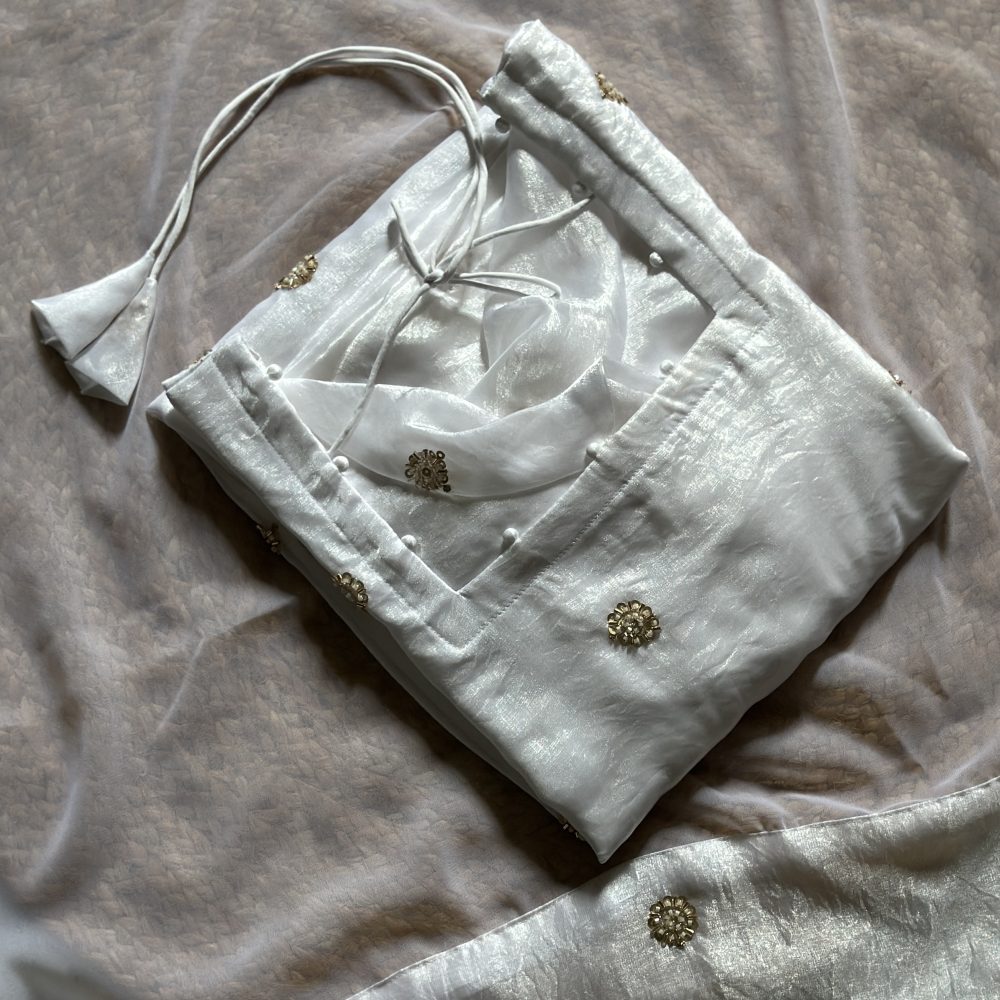 Pearl white butta embroidered kurti set