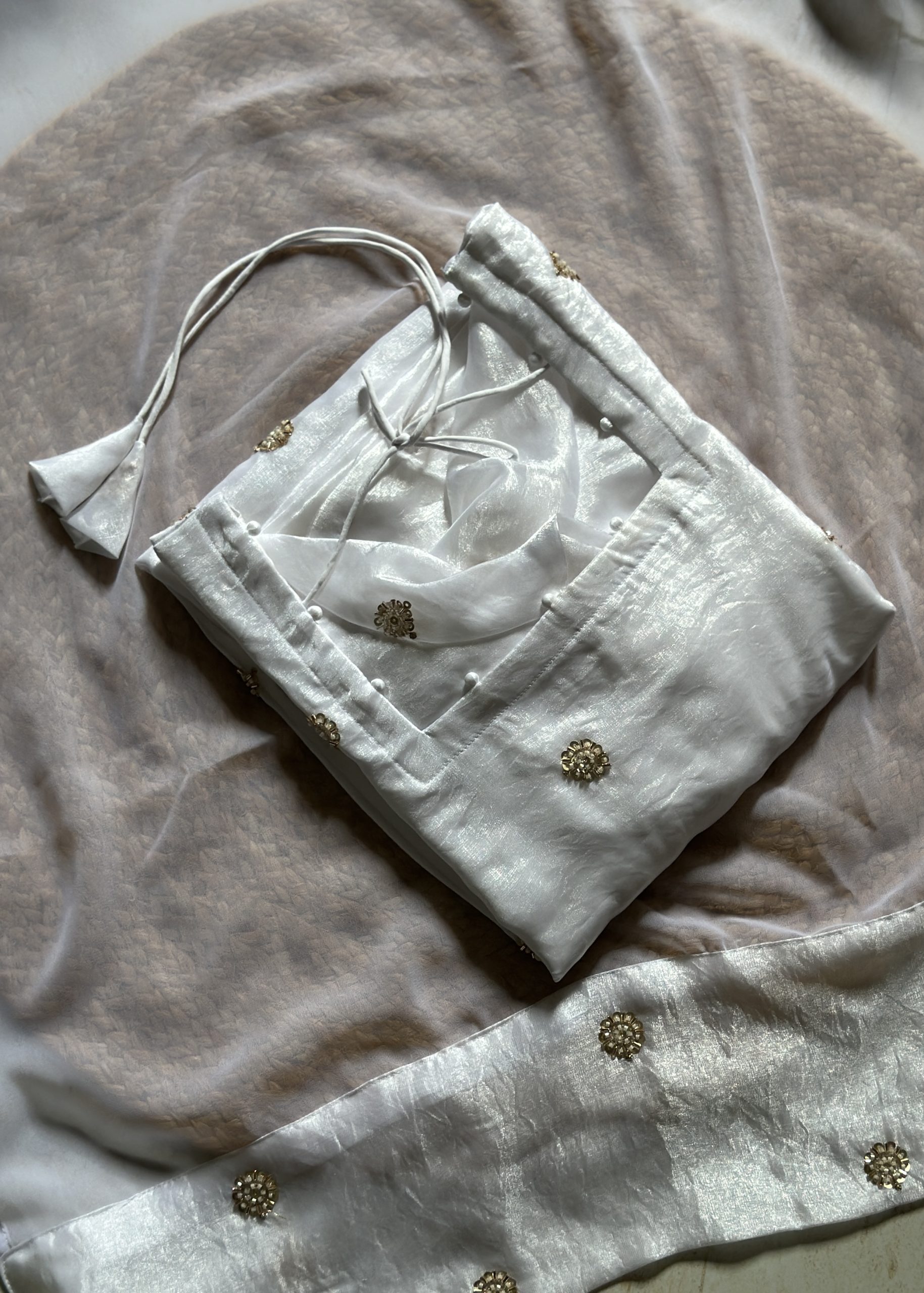 Pearl white butta embroidered kurti set